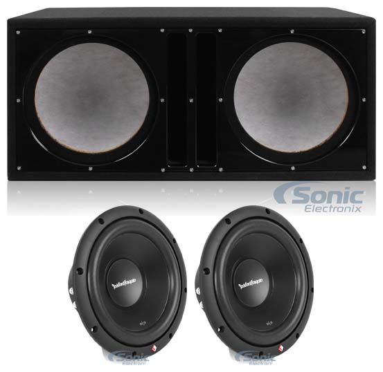 2) Rockford Fosgate R2D4-10 10" 1000 Watt 4-Ohm Subwoofers + Dual 10" Enclosure Image 1