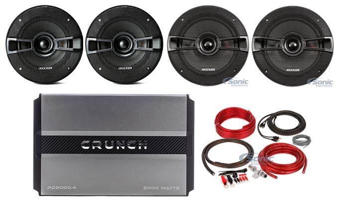 (2) Kicker 44KSC6504 6.5"+(2) 44KSC504 5.25" Car Speakers+4-Ch Amplifier+Amp Kit Image 1