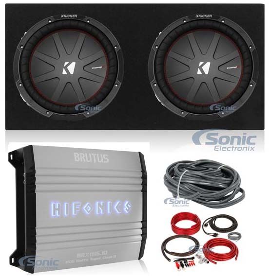 2 Kicker 43CWR122 COMPR12 2000W 12" Subwoofers+Sealed Box+Mono Amplifier+Amp Kit Image 1
