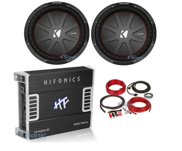 (2) Kicker CompR CWR124 (43CWR124) + Amplifier & Amp Kit Image 1
