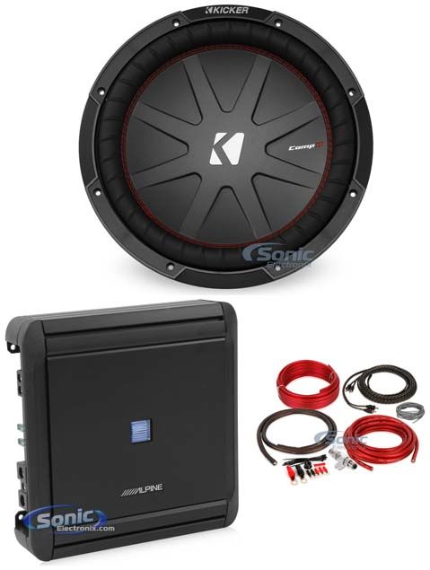 Kicker 43CWR122 COMPR12 1000 Watt 12" Car Subwoofer Sub+Mono Amplifier+Amp Kit Image 1