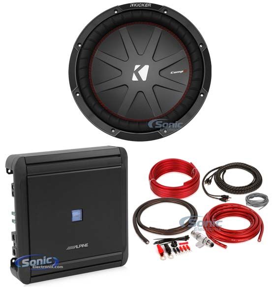 Kicker 43CWR122 COMPR12 1000 Watt 12" Car Subwoofer Sub+Mono Amplifier+Amp Kit Image 1