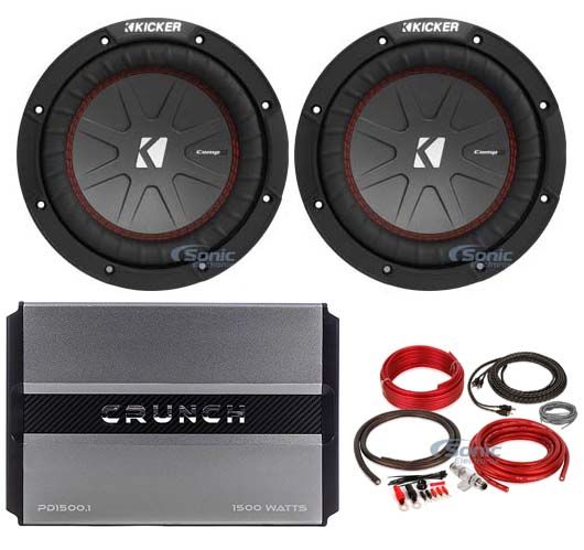 (2) Kicker 43CWR82 8" 12000 Watt Car Audio Subwoofers+Mono Amplifier+Amp Kit Image 1