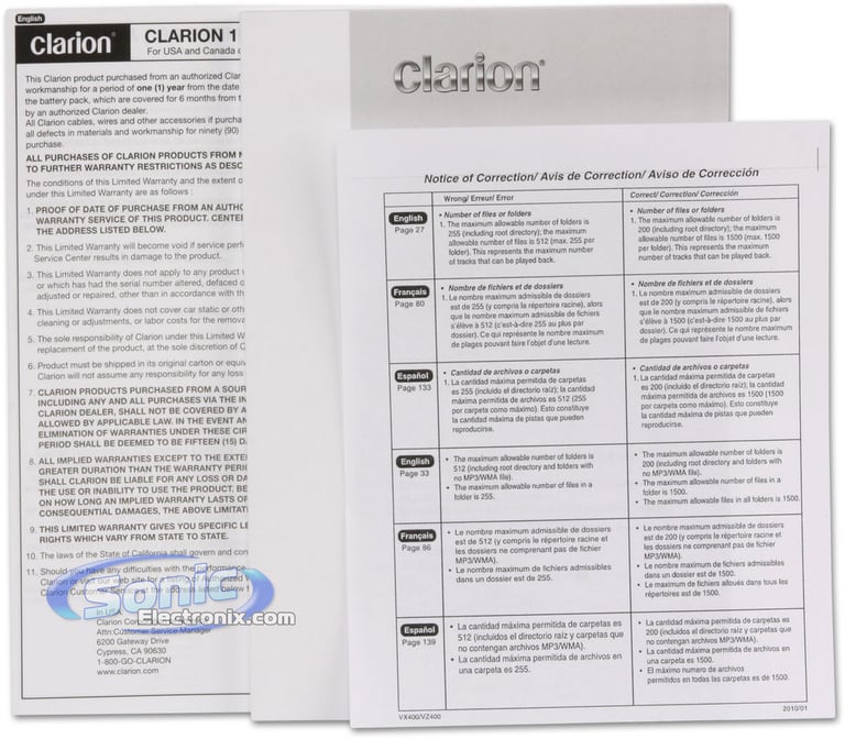 Clarion VX400 Image 7