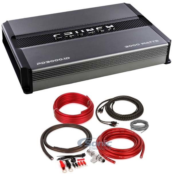 Crunch Power Drive 3000W Mono Class D Car Audio Amplifier + Premium Amp Kit Image 1