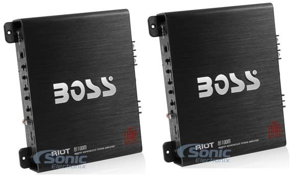 (2) BOSS Audio R1100M Amplifier + Sub Bass Remote Image 1