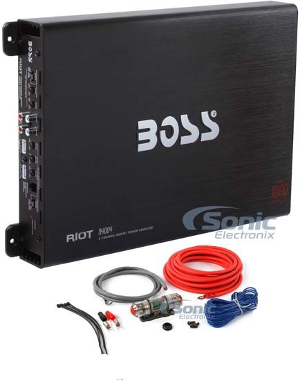 BOSS R4004 1600W 4-Channel Car Audio Power Amplifier w/Remote+8 Gauge Amp Kit Image 1