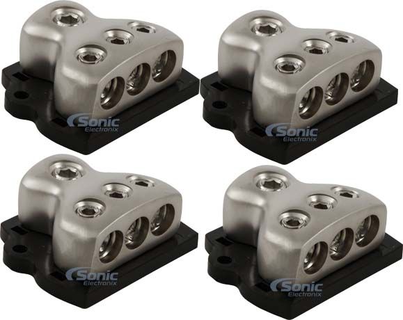 4) ROCKFORD FOSGATE RFD4 0/1/4-Gauge Ga Car Audio Distribution Blocks 1-In 3-Out Image 1