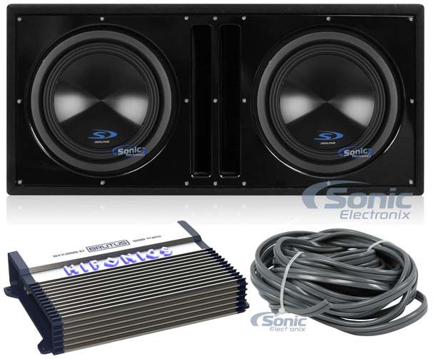 2) Alpine Type-S SWS-12D4 12" 1500w Subwoofers+Vented Box+Hifonics Amplifier+Kit Image 1