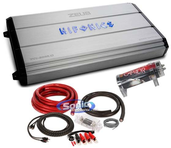 Hifonics Zeus ZXX-3200.1D 3200w RMS Mono Car Audio Amplifier+Amp Kit+Capacitor Image 1