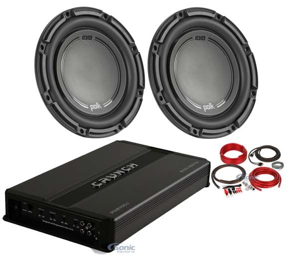 (2) Polk Audio DB842SVC 8&rdquo; 1500 Watt Car Audio Subwoofers+Mono Amplifier+Amp Kit Image 1