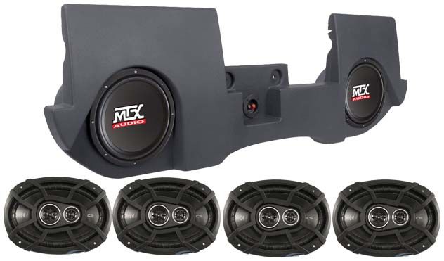 2013-16 Dodge Ram Quad/Crew Cab Powered Dual 10" MTX Subs+Box+4) Kicker Speakers Image 1