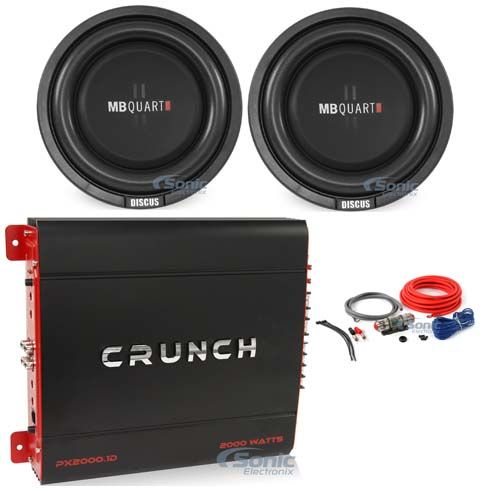 (2) MB Quart DS1-204 8" Shallow Car/Truck Subwoofers + 2 Ch.Amplifier + Amp Kit Image 1