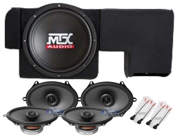 Powered 10" Subwoofer+Box+Front+Rear Speakers For 2009-2015 Ford F-150 Super Cab Image 1