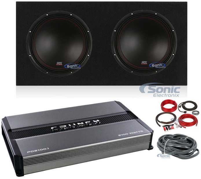 (2) MTX 3510-04 10" 1000w Car Subwoofers+Sealed Sub Box+Mono Amplifier+Amp Kit Image 1