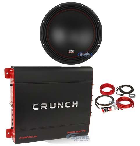 MTX 5510-22 10" 800 Watt DVC 2-ohm Car Audio Subwoofer+Mono Amplifier+Amp Kit Image 1