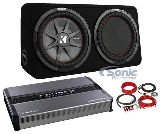 Kicker 43TCWRT124 CompRT 1000w 12" Shallow Car Sub Box + Amplifier + Amp Kit Image 1