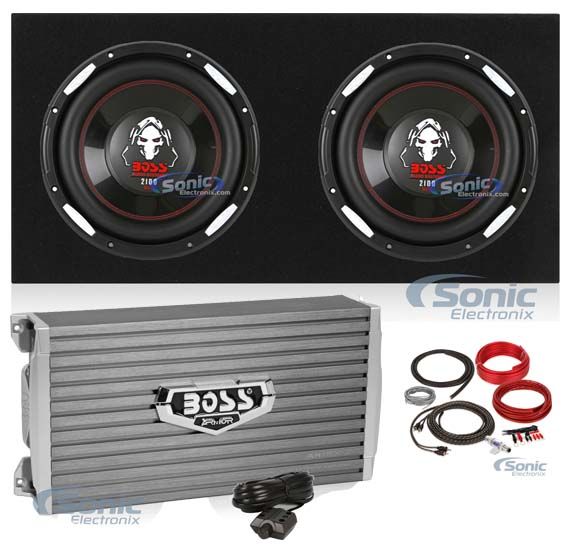 2 BOSS P106DVC 10" 4200W Car Subwoofers + Sealed Box+ 2-Ch Amp + 8 Gauge Amp Kit Image 1