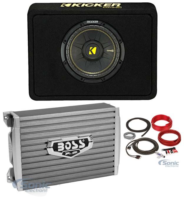 Kicker CompC TCWC104 (44TCWC104) + Amp + Amp kit Package Image 1