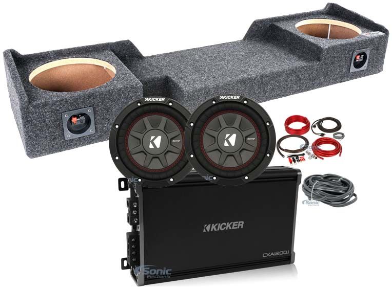 10" Kicker Subwoofers+Amp+Sub Box+Wires For 2004-08 Ford F150 Xcab or Super Crew Image 1