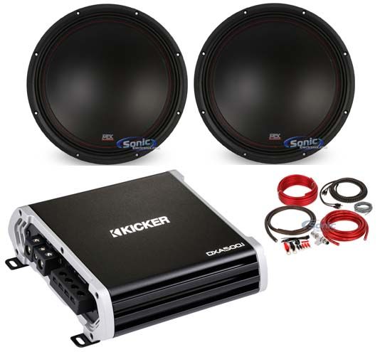(2) MTX 3512-04 12" 1000 Watt Car Audio Subwoofers+Kicker Mono Amplifier+Amp Kit Image 1