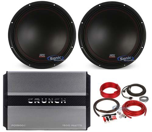 (2) MTX 3510-04 10" 1000w SVC 4-ohm Car Audio Subwoofers+Mono Amplifier+Amp Kit Image 1