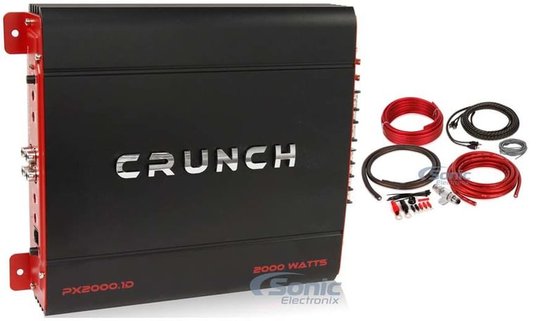 Crunch PX-2000.1D 2000 Watt Monoblock Amplifier+Amp Kit Image 1