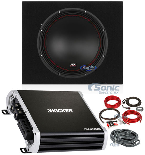 MTX 5512-44 12" 800w Subwoofer+Sealed Sub Box Enclosure+Kicker Amplifier+Amp Kit Image 1