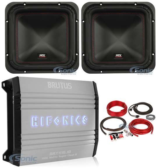 (2) MTX S6510-44 10" 1000 Watt RMS Car Subwoofers+Mono Amplifier+Copper Amp Kit Image 1