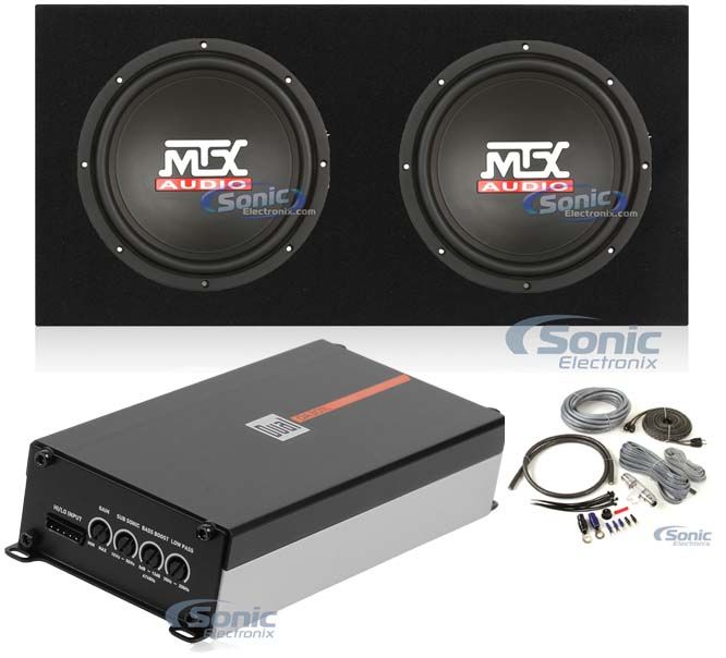 (2) MTX Audio TN10-04+Dual Sealed Subwoofer Enclosure+Mono Amp+Amp Kit Image 1