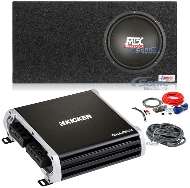 MTX Terminator TN12-02 12&rdquo; 400w Subwoofer+Vented Box+Kicker Amplifier+Amp Kit Image 1