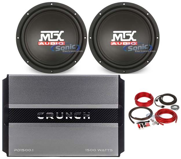 (2) MTX Terminator TN10-04 10&rdquo; 600w Car Audio Subwoofers+Mono Amplifier+Amp Kit Image 1