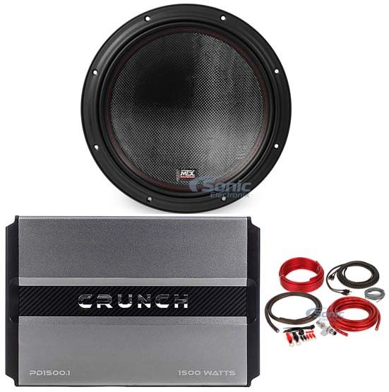 MTX 7512-22 12" 1500 Watt Car Audio Subwoofer DVC 2-ohm+Mono Amplifier+Amp Kit Image 1