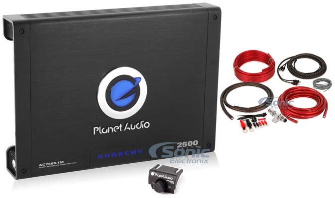 Planet Audio AC2500.1M 2500W 2 Ohm Class A/B Mono Car Amplifier+Amp Kit+Remote Image 1