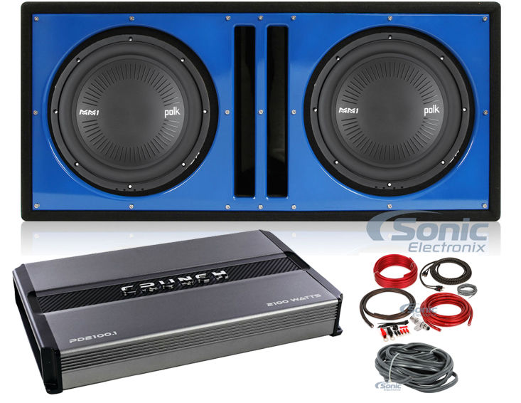 2) Polk Audio MM 1242 DVC 12&rdquo; 2520w Subwoofers+Vented Box+Mono Amplifier+Amp Kit Image 1