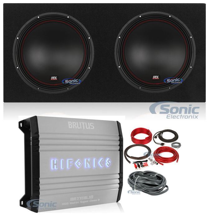(2) MTX 5512-22 12" 1600w Car Subwoofers+Sealed Sub Box+Mono Amplifier+Amp Kit Image 1