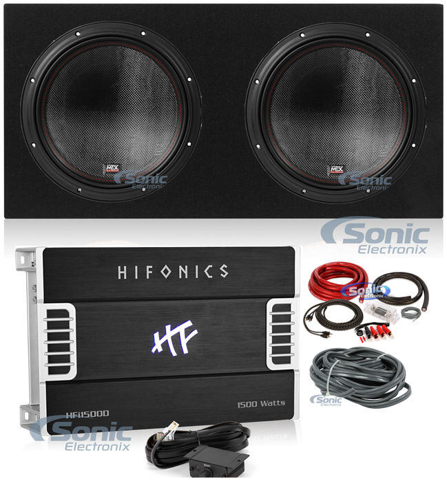 (2) MTX 7512-22 12" 3000w Car Subwoofers+Sealed Sub Box+Mono Amplifier+Amp Kit Image 1