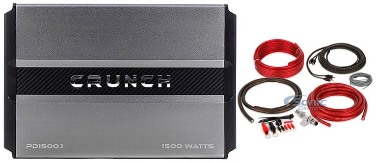 Crunch PD1500.1 1500 Watt Mono Amplifier + Amp Kit Image 1