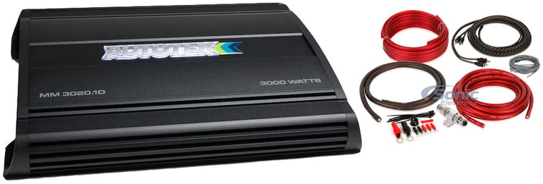 AUTOTEK MM3020.1D Mean Machine 3000w Mono Car Stereo Amplifier+Amp Kit Class D Image 1