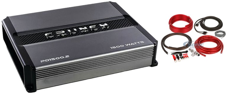 Crunch PD1500.2 1500W Amplifier + Amp Kit Image 1