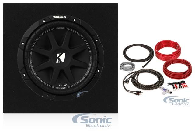 KICKER 43C104 Comp 10" 300 Watt Subwoofer + JBL Amplifier + Amp Kit + Sealed Box Image 1
