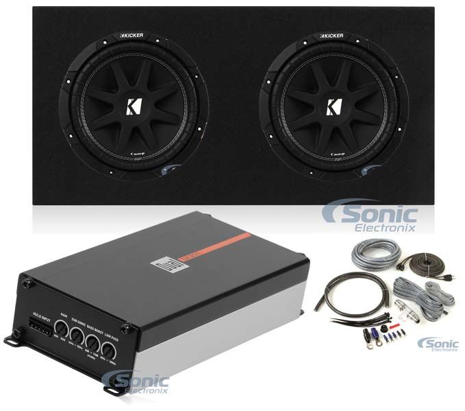 (2) Kicker Comp C104 (43C104) +Mono Amp+Dual Sealed Subwoofer Enclosure+Amp Kit Image 1
