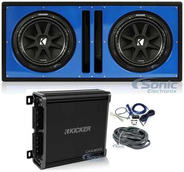 (2) KICKER 43C124 Comp 12" 600w Car Subwoofers+Amplifier+Amp Kit+Vented Sub Box Image 1
