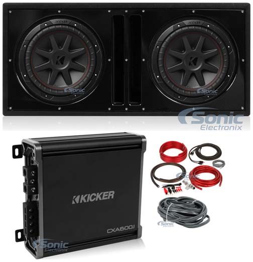 2) Kicker 43CVR122 COMPVR 12" 1600W Subwoofers+Vented Box+Mono Amplifier+Amp Kit Image 1
