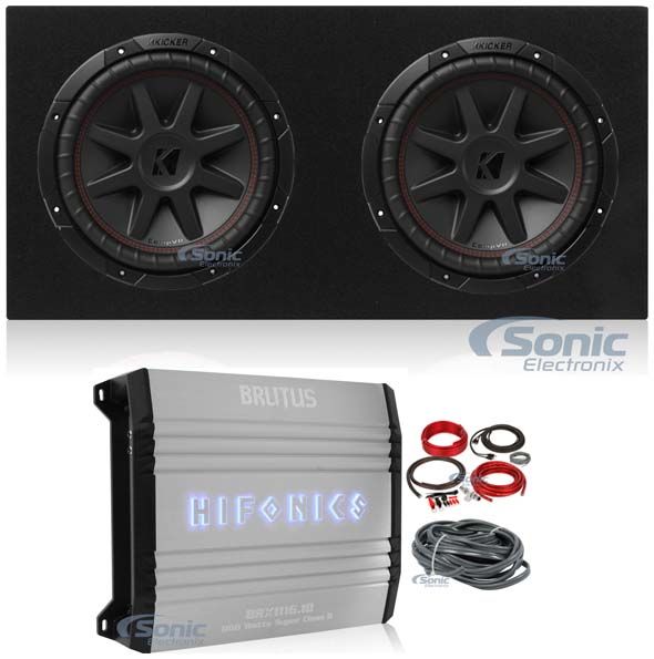 2) Kicker 43CVR122 COMPVR 1600W 12" Subwoofers+Sealed Box+Mono Amplifier+Amp Kit Image 1