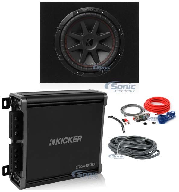 Kicker 43CVR124 12" 800W Sub + Kicker Amplifier+ Free Sealed Enclosure+ Wire Kit Image 1