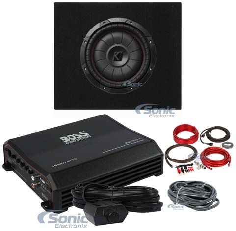 Kicker 43CVT104 COMPVT 800w 10" Slim Subwoofer+Sealed Sub Box+Amplifier+Amp Kit Image 1