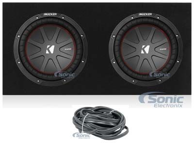 (2) Kicker 43CWR104 COMPR10 10" 1600W Car Subwoofers+Sealed Sub Box Enclosure Image 1