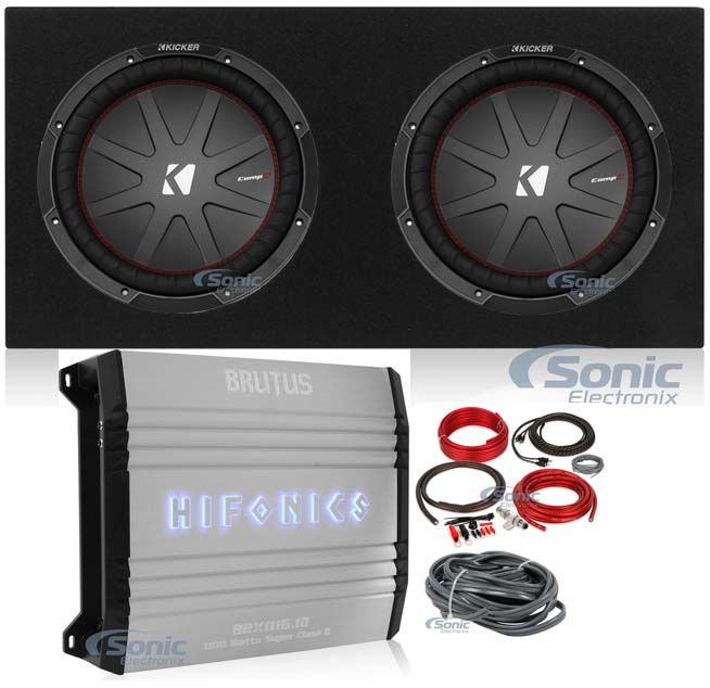 2 Kicker 43CWR122 COMPR12 2000W 12" Subwoofers+Sealed Box+Mono Amplifier+Amp Kit Image 1