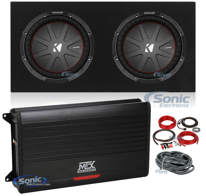 (2) Kicker 48CWR124 COMPR12 12" 1000w Car Subwoofers+Sealed Box+MTX Amp+Amp Kit Image 1